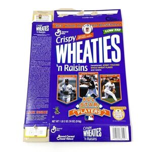 1997 General Mills Wheaties n Raisins Cereal Box MLB All Star Players Flattened